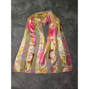 Abstract Art Scarf Pink Yellow Lightweight Fashion Accessory Polyester Artsy